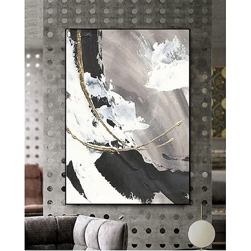 Handgefertigtes Ölgemälde auf Leinwand, Wandkunst, Dekoration, farbenfroher abstrakter Schwarz-Weiß-Minimalismus für die Inneneinrichtung, gerolltes, rahmenloses, ungedehntes Gemälde