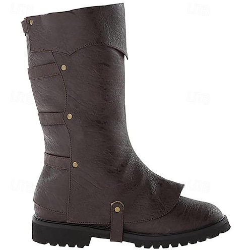 Couvre-bottes Médiéval Homme Cuir - Style Pirate, Viking, Steampunk - Taille Unique - Noir