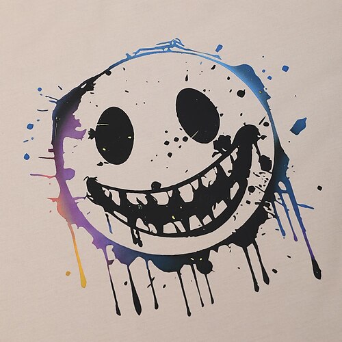  Per uomo Stampe Grafiche Divertente Faccia Sorridente Maglietta Maglietta grafica Cotone Manica Corta Grafico Camicia Erica grigia Nero Bianco Maglietta comoda All'aperto Streetwear Abbigliamento di