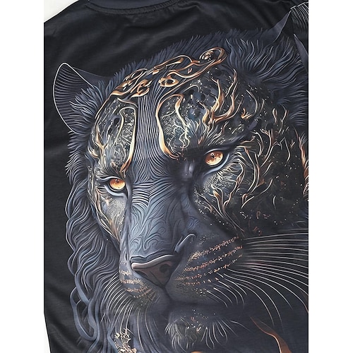  Herren Grafik Tiermotiv Tiger T Shirt Kurzarm T-Shirt 3D-Druck Rundhalsausschnitt Hemd Vintage Mode Designer Outdoor Täglich Sport Hellgelb Dunkelgelb Gelb Frühling & Sommer Bekleidung S M L XL 2XL