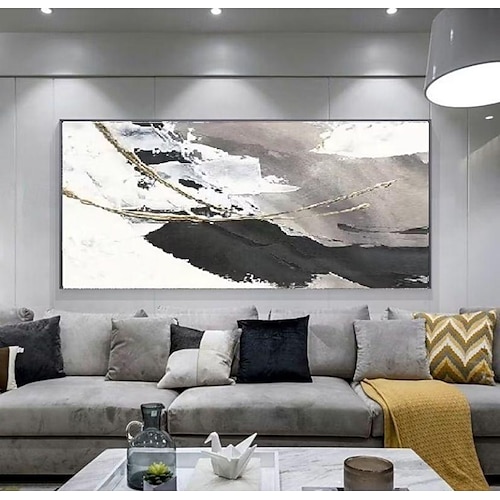  Handgefertigtes Ölgemälde auf Leinwand, Wandkunst, Dekoration, farbenfroher abstrakter Schwarz-Weiß-Minimalismus für die Inneneinrichtung, gerolltes, rahmenloses, ungedehntes Gemälde