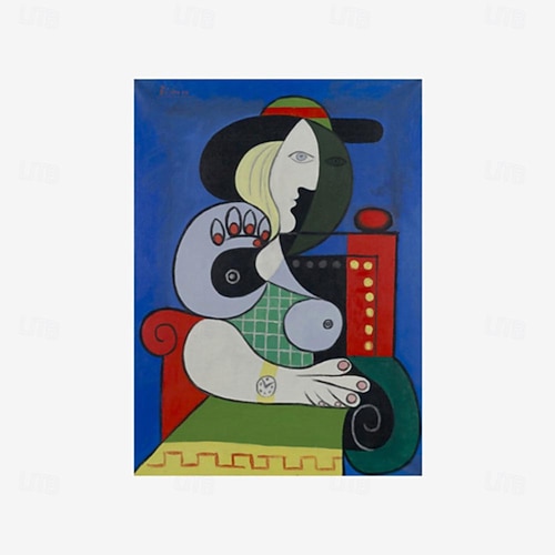 【模写】絵画　パブロ・ピカソ　油彩3号　腕時計の女　証明書付　R64 kvlciu1709617809535.jpg