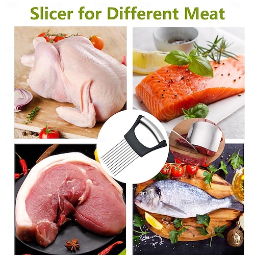 Porta Cipolla In Acciaio Inox Per Affettare – Utensile Da Cucina Con Manico Antiscivolo E 10 Rebbi – Perfetto Per Verdure E Carne - 2