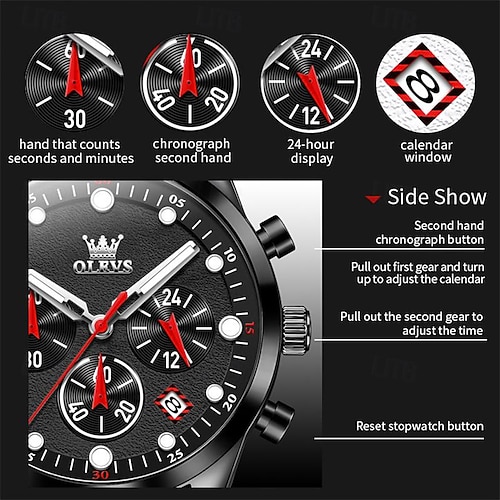 TIME100 Orologio Cronografo Uomo Quadrato con Calendario, Stile Punk, Quadrante Luminiscente, Cinturino in Silicone Regolabile, Cassa in Acciaio Inossidabile, Resistente all'Acqua 30M(Arrnacione