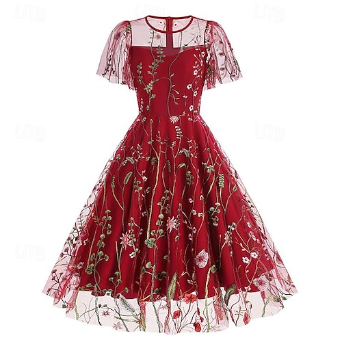 1950s Cocktail Dress Dailywear Dress Party Costume A-Line Dress Floral Fancy  Dress Women's Christmas Halloween Carnival Event / Party Cocktail Party  Prom Adults' Dress Homecoming Dresses 2026