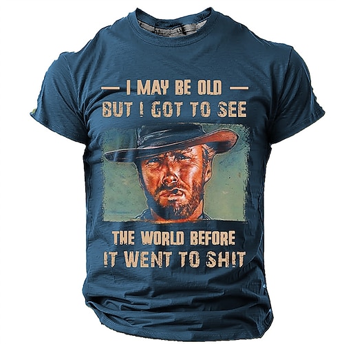 

Clint Eastwood T Shirts I May Be Old but I Got to See Retro Vintage Casual Street Style Men's 3D Print T shirt Tee Sports Outdoor Holiday Going out T shirt Black Short Sleeve Crew Neck Shirt