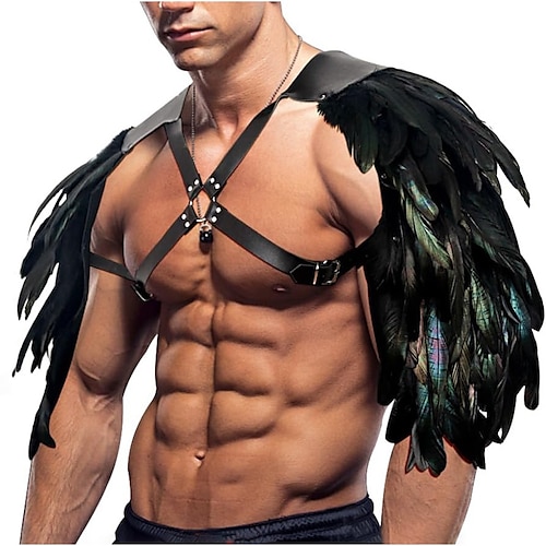 

Punk & Gothic Medieval Renaissance Steampunk 17th Century Armor Chemise Shoulder Armor Warrior Knight Ritter Viking Valhalla Men's Feather Carnival Performance Party Stage Shoulder Armor