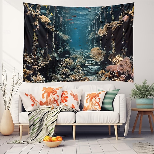  Submarine Cabin Undersea Hanging Tapestry Wall Art Large Tapestry Mural Decor Photograph Backdrop Blanket Curtain Home Bedroom Living Room Decoration
