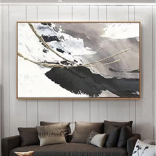  Handgefertigtes Ölgemälde auf Leinwand, Wandkunst, Dekoration, farbenfroher abstrakter Schwarz-Weiß-Minimalismus für die Inneneinrichtung, gerolltes, rahmenloses, ungedehntes Gemälde