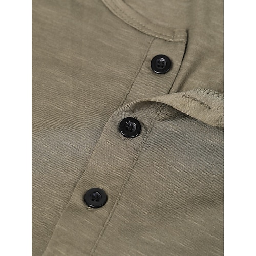  Herren T Shirt Henley Shirt T-Shirt Glatt Henley Strasse Urlaub Kurze Ärmel Taste Bekleidung Designer Basic Moderne zeitgenössische