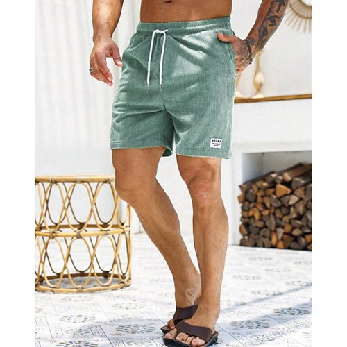 Short Homme Été En Velours Côtelé | Taille Élastique Avec Cordon | Léger Respirant | Poches | Multi-occasions
