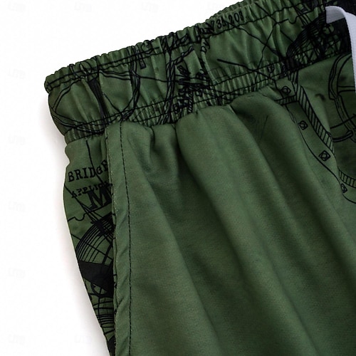  Per uomo Nautico Stampe Grafiche Bussola Pantaloncini da tuta Shorts da Spiaggia Pantaloncini in spugna Misura del girovita medio Retrò Vintage Casual Quotidiano Ferie Abbigliamento casual alla moda