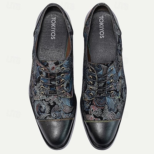  Oxford-Schnürschuhe für Herren aus Jacquardgewebe mit Blumenmuster und Lederakzenten – elegante und stilvolle Abendschuhe für besondere Anlässe