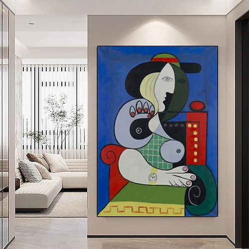 2025年 手描きパブロ・ピカソ時計を持つ女性油絵手描き油絵レプリカ