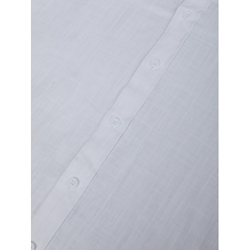  Per uomo Camicia camicia di lino Camicia con colletto a fascia Camicia estiva Abbigliamento mare Camicia con bottoni Liscio Informale Giornaliero Nero Bianco Blu Arancione Manica corta A fascia Estate