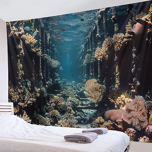  Submarine Cabin Undersea Hanging Tapestry Wall Art Large Tapestry Mural Decor Photograph Backdrop Blanket Curtain Home Bedroom Living Room Decoration