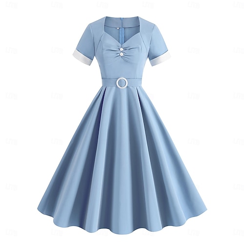 1950s Retro Vintage Swing Dress Flare Dress Solid Color Fancy Dress Women's  Halloween Masquerade Dailywear Bachelorette Party Adults' Dress Homecoming  Dresses 2026 - 32.99