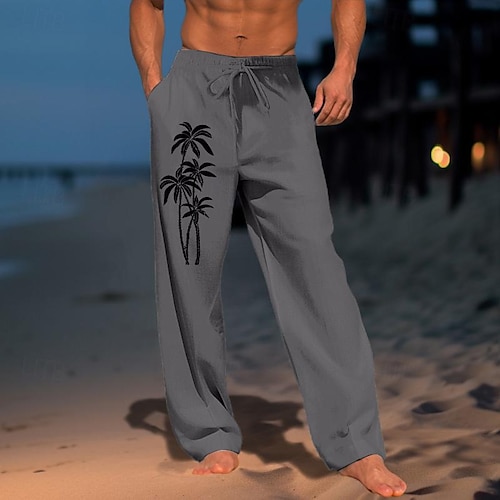  Herr Kokosnötsträd Grafiska tryck Långbyxor Sommarbyxor Strandbyxor Medium Midja Streetwear Hawaiisk Designer Ledigt Dagligen Helgdag Snörning Elastisk midja 3D-utskrift Vår & sommar Het stämpling