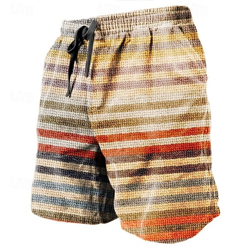  Per uomo Pop art Color Block Banda Pantaloncini Pantaloncini estivi Pantaloncini da spiaggia Vita normale Streetwear Hawaiano Originale Informale Giornaliero Per eventi A cordoncino Vita elastica
