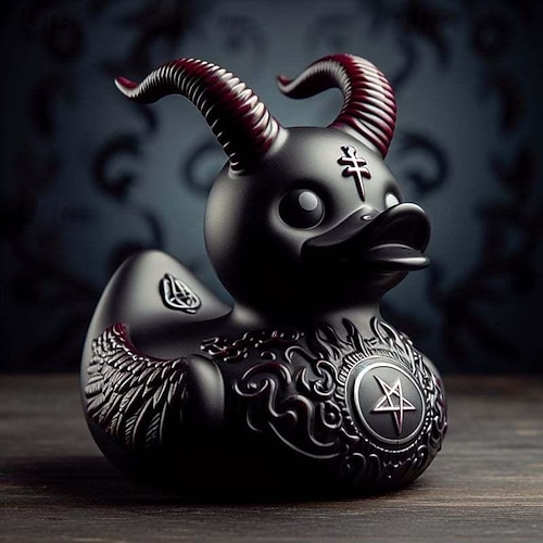  Décoration de statue de canard canard satanique goth, figurines de collection en résine punk gothique canards, artisanat de statue de petit canard mignon, ornements de canard satan décoratifs de nouveauté, décoration d'Halloween