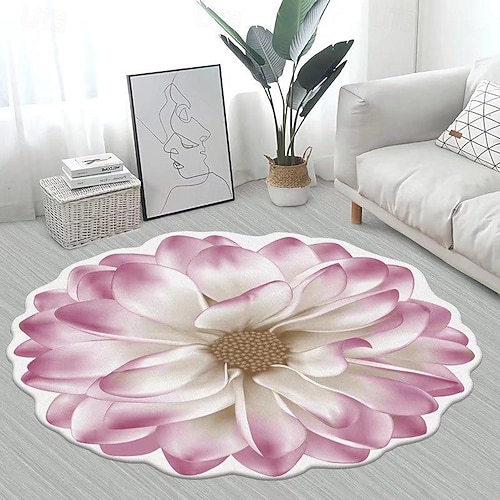 Area Rugs Flower Shaped Rugs Simple 3D Big Flower Carpet Washable