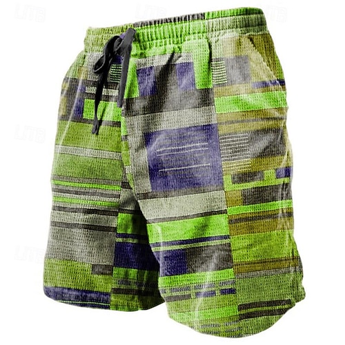  Per uomo Pop art Color Block Banda Pantaloncini Pantaloncini estivi Pantaloncini da spiaggia Vita normale Streetwear Hawaiano Originale Informale Giornaliero Per eventi A cordoncino Vita elastica