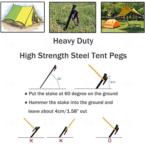 8 Picchetti Per Tenda In Acciaio S45C - 30,5 Cm - Infrangibili E Inflessibili - Ideali Per Campeggio (Blu)
