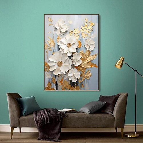 多色花柄キャンバスアート 約60cm x 50cm
