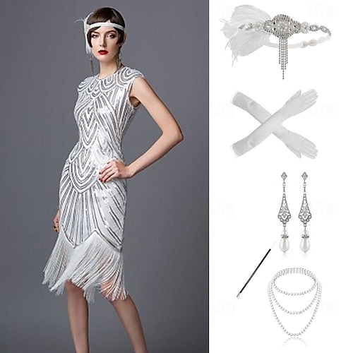 sachin and babi light blue dress 1920s Cocktail Dress Vintage Flapper Dress Women's Sequins Masquerade Prom  Dress main image 1