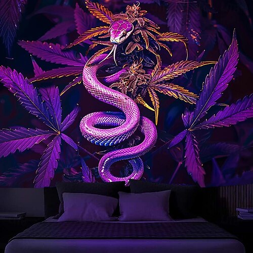  gobelin z czarnym światłem UV reaktywny świecący w ciemności świecąca impreza neonowa kobieta marihuana psychodeliczny trippy mglisty wiszący gobelin sztuka ścienna mural do salonu