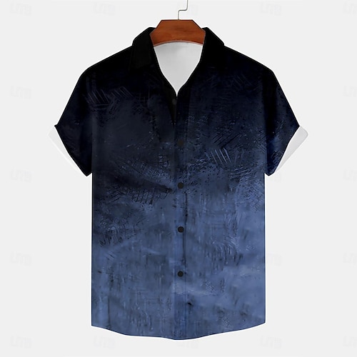  Hombre Geométrico Diseño Geométrico Abotonar la camisa Camisas estampadas Manga Corta Informal de negocios Calle Usar para trabajar Noche Verano Cuello Vuelto Camisas con cuello Abotonar Estampado