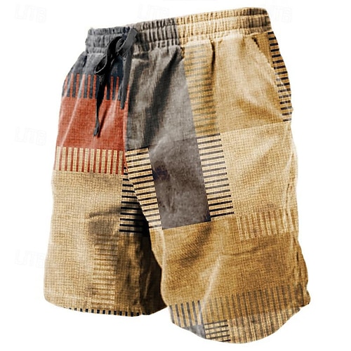  Per uomo Pop art Color Block Banda Pantaloncini Pantaloncini estivi Pantaloncini da spiaggia Vita normale Streetwear Hawaiano Originale Informale Giornaliero Per eventi A cordoncino Vita elastica