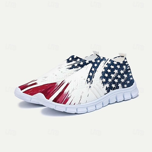  Męskie Adidasy Mokasyny i buty wsuwane Obuwie męskie Drukuj buty Buty Flyknit Sportowy Codzienny Na zewnątrz Codzienny Dzień Niepodległości Dzianina Siateczka Oddychający Masaż Wygodny Mokasyny Biały