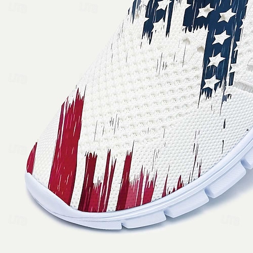  Męskie Adidasy Mokasyny i buty wsuwane Obuwie męskie Drukuj buty Buty Flyknit Sportowy Codzienny Na zewnątrz Codzienny Dzień Niepodległości Dzianina Siateczka Oddychający Masaż Wygodny Mokasyny Biały