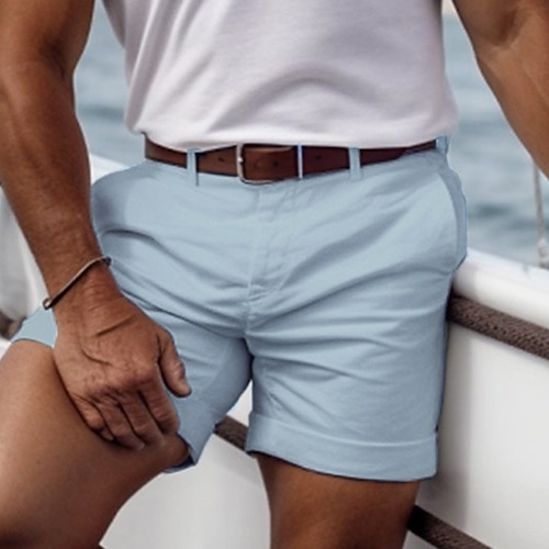 

Men's Shorts Summer Shorts Casual Shorts Button Front Pocket Plain Comfort Breathable Short Casual Daily Holiday Fashion Designer White Yellow