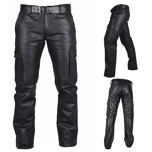 

Punk & Gothic Medieval Steampunk Pants Straight Leg Motorcycle Pants Riders Bikers Men's Casual Daily Pants