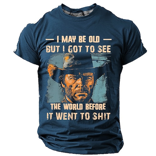 

Vintage T Shirts I May Be Old but I Got to See Retro Vintage Casual Street Style Men's 3D Print T shirt Tee Sports Outdoor Holiday Going out T shirt Black Short Sleeve Crew Neck Shirt