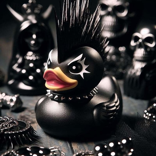  Décoration de statue de canard canard satanique goth, figurines de collection en résine punk gothique canards, artisanat de statue de petit canard mignon, ornements de canard satan décoratifs de nouveauté, décoration d'Halloween