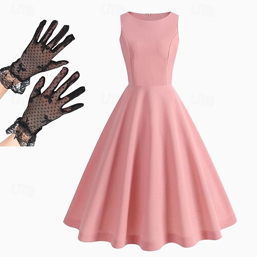 Retro Vintage 1950s Midi Dress Gloves Cocktail Dress Solid Color A-Line  Fancy Dress Women's Valentine's Day Masquerade Masquerade Date Party /  Cocktail Adults' Dress Gloves Homecoming Dresses 2026 - $33.99