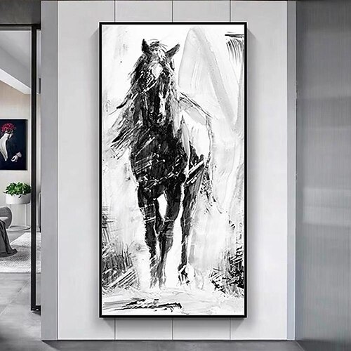 油絵 キャンバス画 馬 モノクロ F8号 油絵 キャンバス画 馬 モノクロ F8号 F8号キャンバス画 額縁 馬 絵画