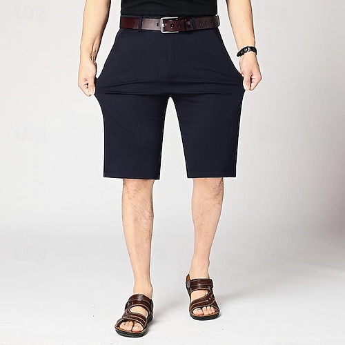 knee length dress shorts Men's Work Shorts Casual Shorts Golf Shorts High Cut Solid Color Wrinkle Resistant Casual Shorts Black Sky Blue High Waist Stretchy 2026 dress coat