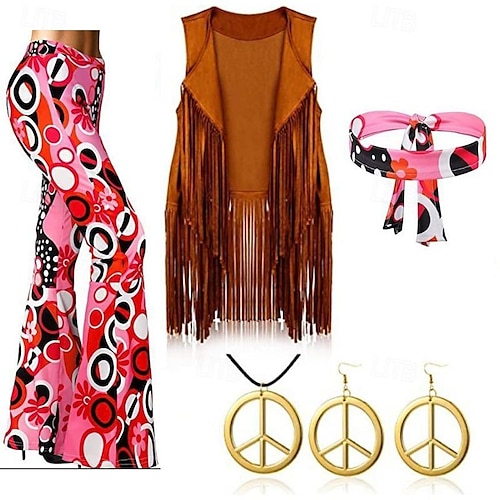 Costume hippie da donna con frange, senza maniche, gilet hippie, abbigliamento da donna anni '60 '70 '80, abbigliamento da discoteca da discoteca marrone, gilet da donna hippie bolero carnevale, Ag Costume hippie da donna con frange, senza maniche, gilet hippie, abbigliamento da donna anni '60 '70 '80, abbigliamento da discoteca da discoteca marrone, gilet da donna hippie bolero carnevale, Ag