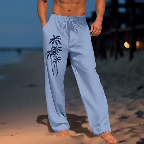 Herr Kokosnötsträd Grafiska tryck Långbyxor Sommarbyxor Strandbyxor Medium Midja Streetwear Hawaiisk Designer Ledigt Dagligen Helgdag Snörning Elastisk midja 3D-utskrift Vår & sommar Het stämpling