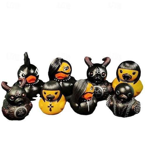  Décoration de statue de canard canard satanique goth, figurines de collection en résine punk gothique canards, artisanat de statue de petit canard mignon, ornements de canard satan décoratifs de nouveauté, décoration d'Halloween