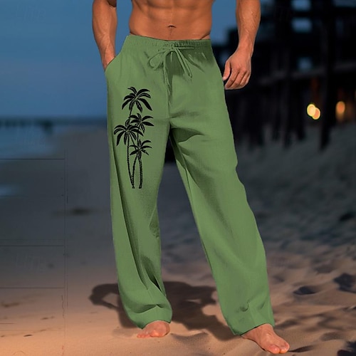  Herr Kokosnötsträd Grafiska tryck Långbyxor Sommarbyxor Strandbyxor Medium Midja Streetwear Hawaiisk Designer Ledigt Dagligen Helgdag Snörning Elastisk midja 3D-utskrift Vår & sommar Het stämpling
