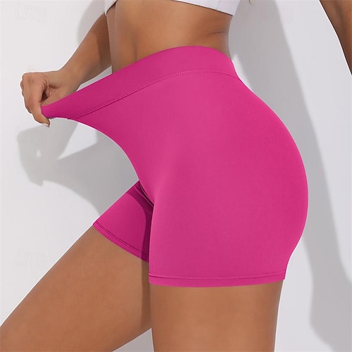 Seitop Confezione da 2 pantaloncini da yoga a vita alta da donna, per biker, palestra, atletica, allenamento, corsa, pantaloncini con tasche, nero, XL