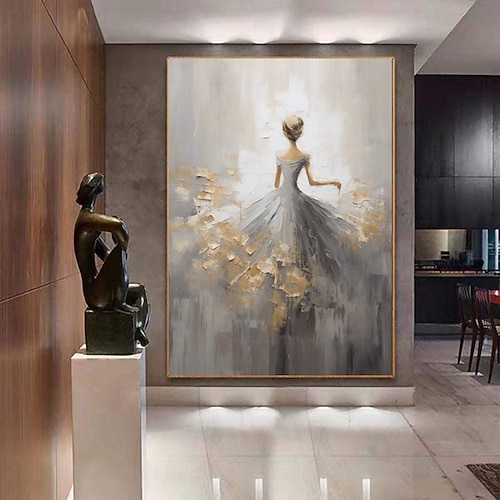 2026年 抽象的なテクスチャのバレリーナの油絵手描きの比喩的な踊って