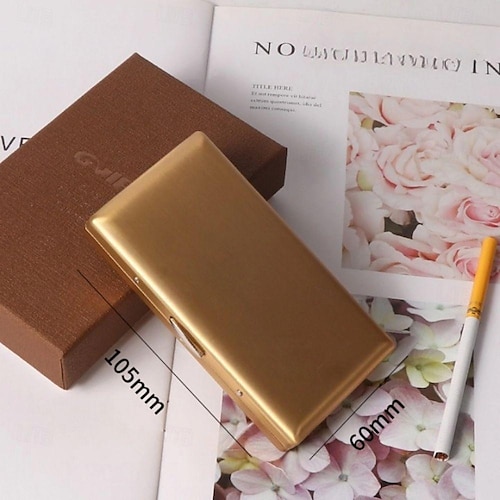 metal cigarette case holds 20 Portable Cigarettes Case, Classic Piece Cigarettes Carrying Box, Frame Cigarettes Holders Flexible Slim Cigars Box Pu Leather Cigarettes Container For Holding 20 Cigars Set of 2 Ultra Compact