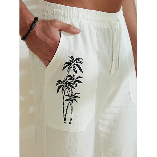  Herr Kokosnötsträd Grafiska tryck Långbyxor Sommarbyxor Strandbyxor Medium Midja Streetwear Hawaiisk Designer Ledigt Dagligen Helgdag Snörning Elastisk midja 3D-utskrift Vår & sommar Het stämpling