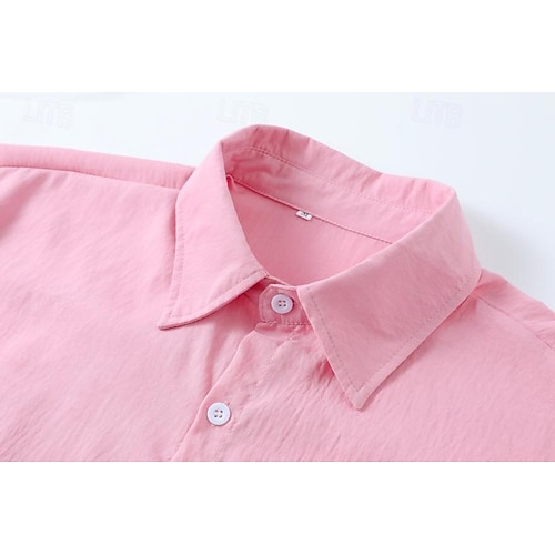  Per uomo Camicia Camicia bianca di cotone Camicia casual Camicia in cotone e lino Camicia di cotone Croce Vacanza Camicia hawaiana Nero Bianco Rosa Grigio Manica Lunga Bavero Primavera & Autunno